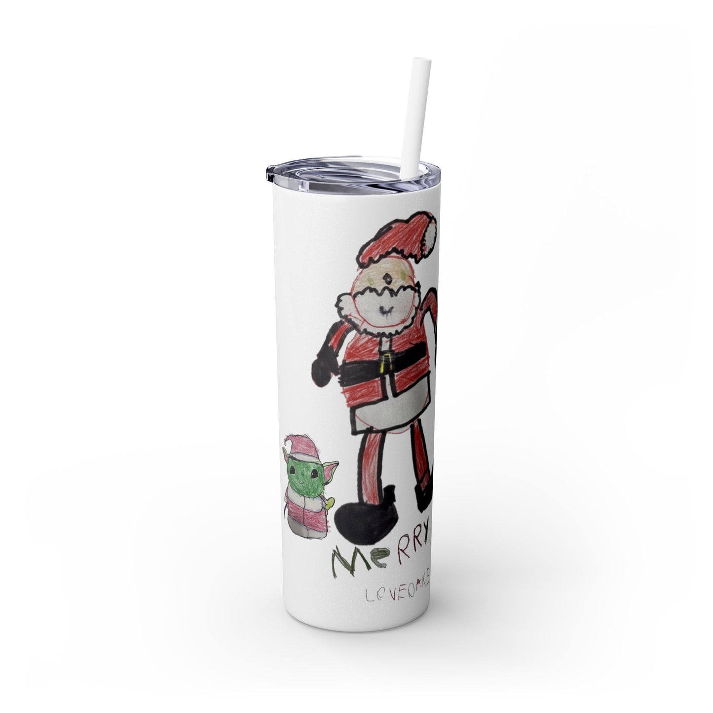 Christmas Drawing Skinny Tumbler with Straw, 20oz