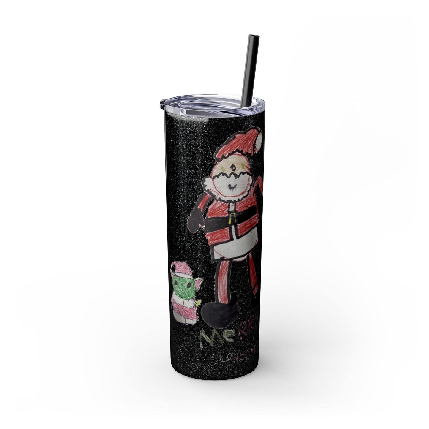 Christmas Drawing Skinny Tumbler with Straw, 20oz