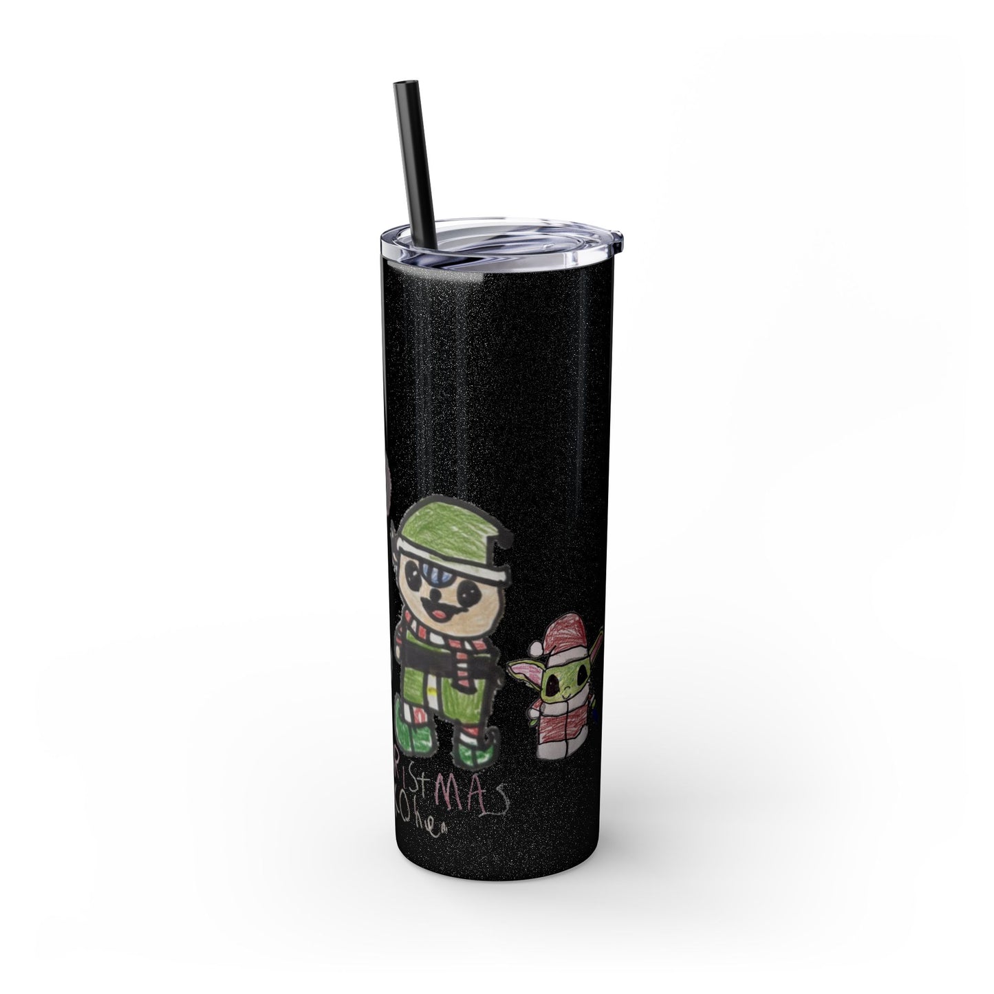 Christmas Drawing Skinny Tumbler with Straw, 20oz