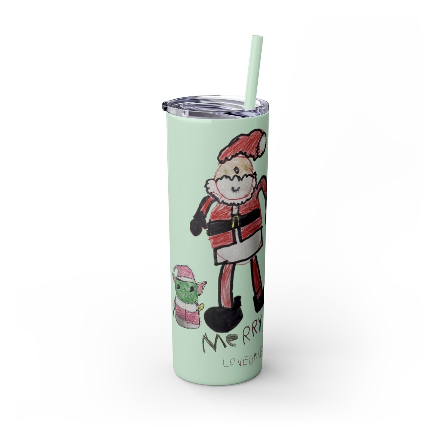 Christmas Drawing Skinny Tumbler with Straw, 20oz