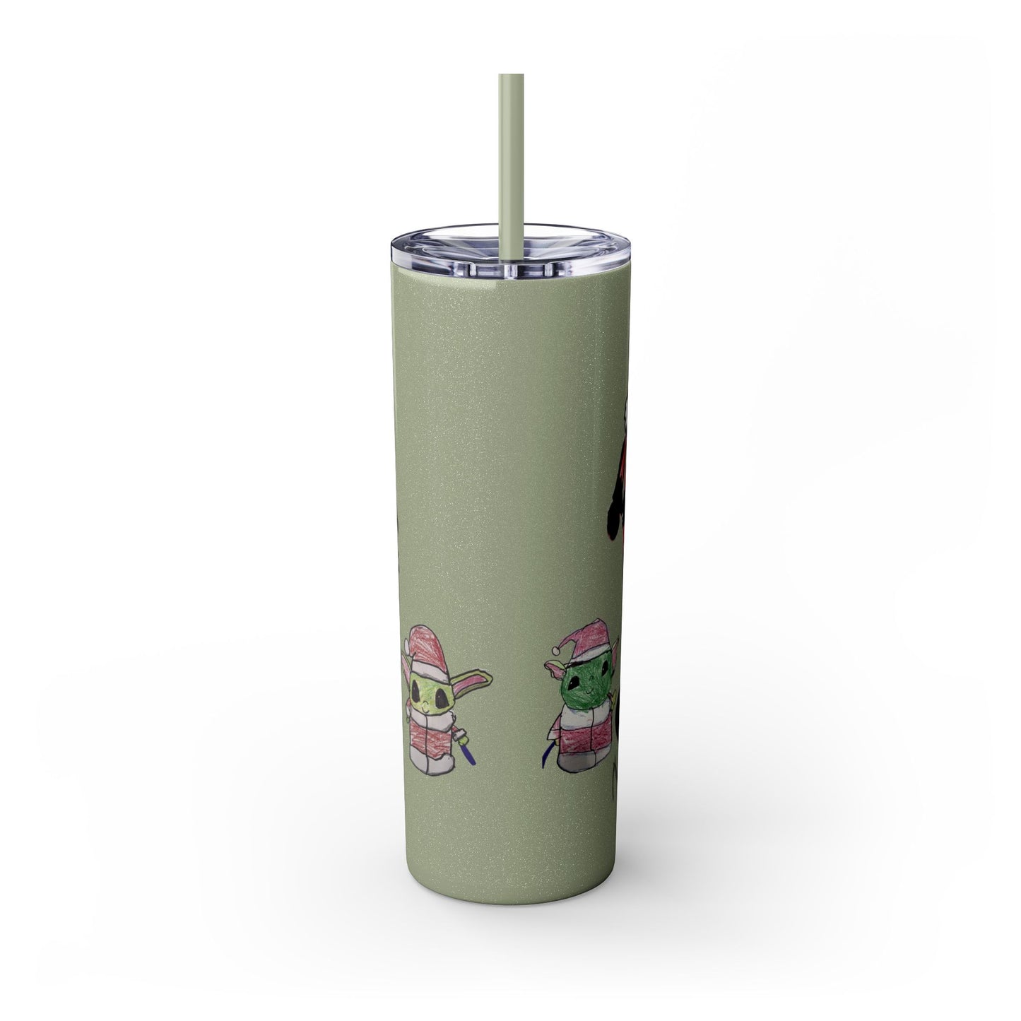 Christmas Drawing Skinny Tumbler with Straw, 20oz