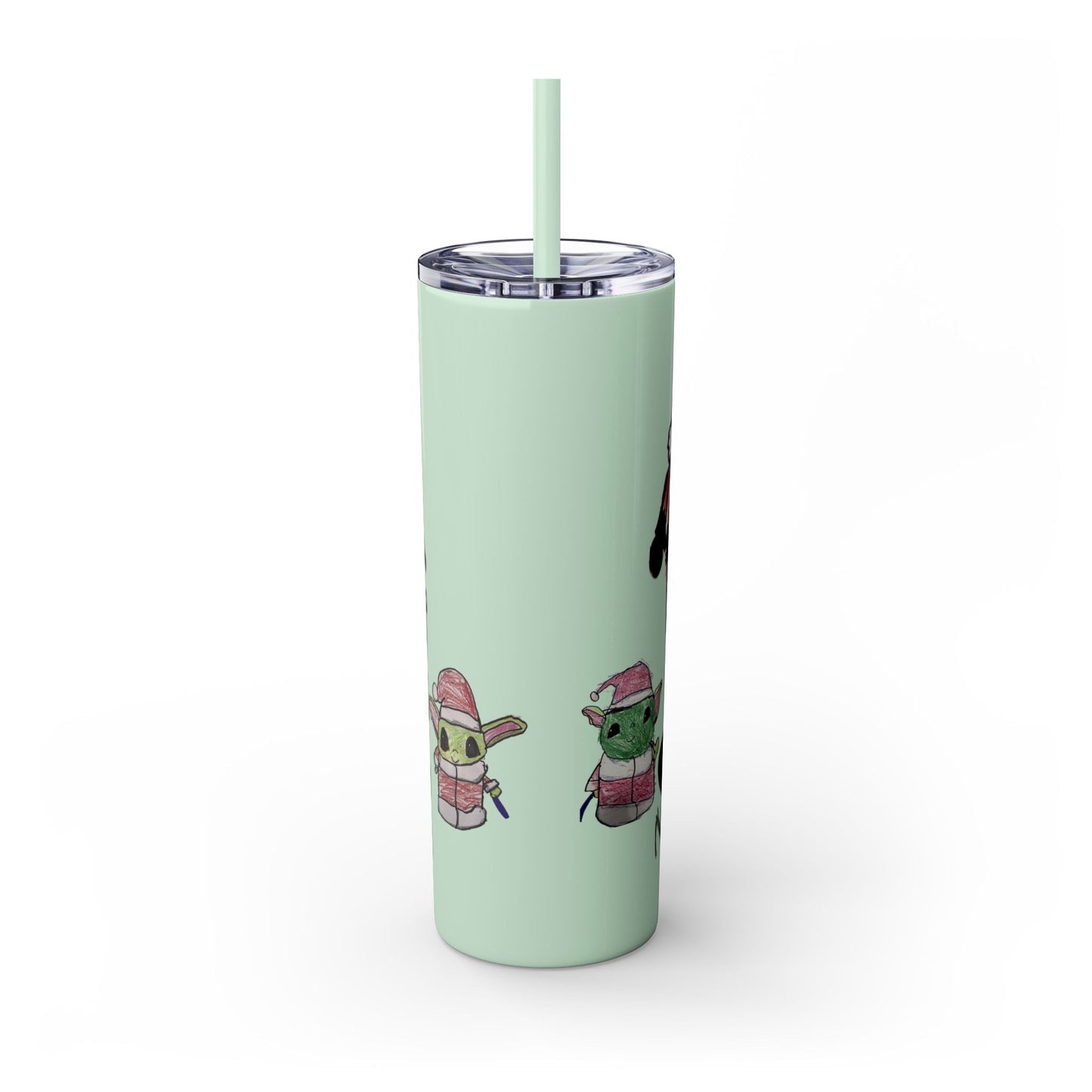 Christmas Drawing Skinny Tumbler with Straw, 20oz