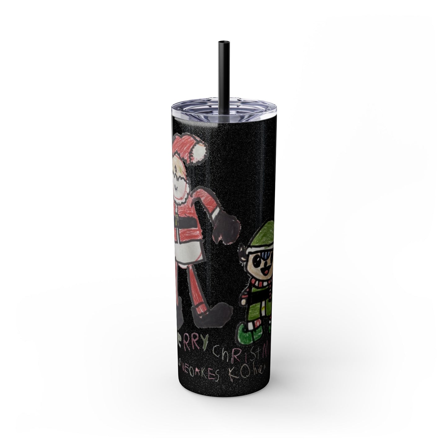 Christmas Drawing Skinny Tumbler with Straw, 20oz