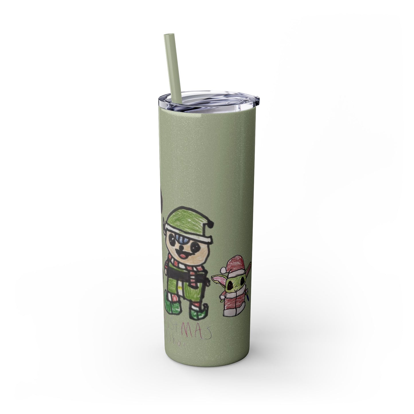 Christmas Drawing Skinny Tumbler with Straw, 20oz