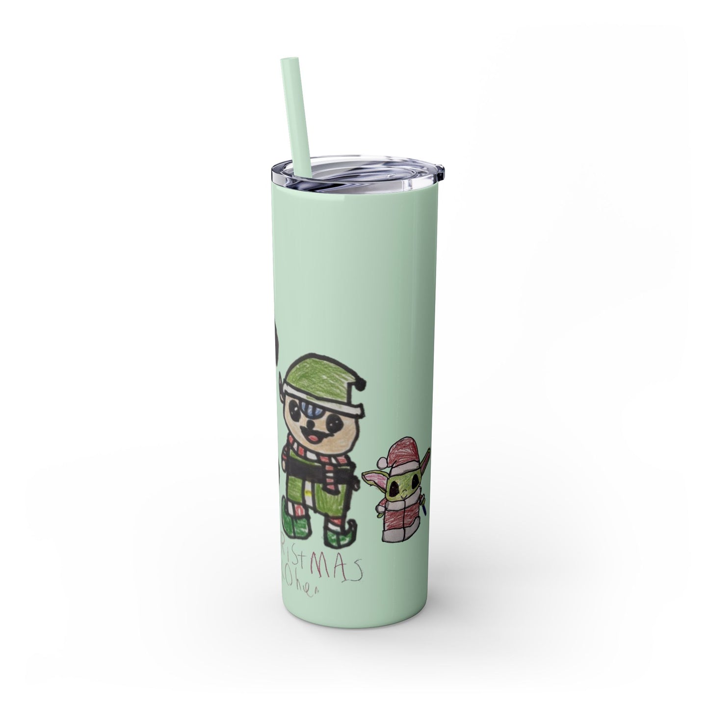 Christmas Drawing Skinny Tumbler with Straw, 20oz